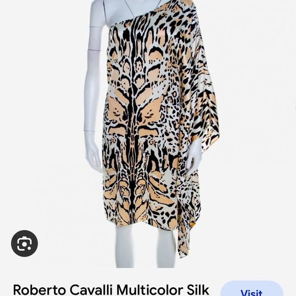 Roberto Cavalli Multicolor Silk Animal Print One Shoulder Asymmetrical Dress - Picture 1 of 10